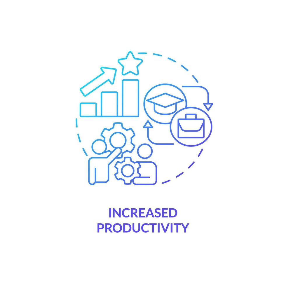 Increased productivity blue gradient concept icon. Employee efficiency. Economic growth. Professional development. Training program abstract idea thin line illustration. Isolated outline drawing vector