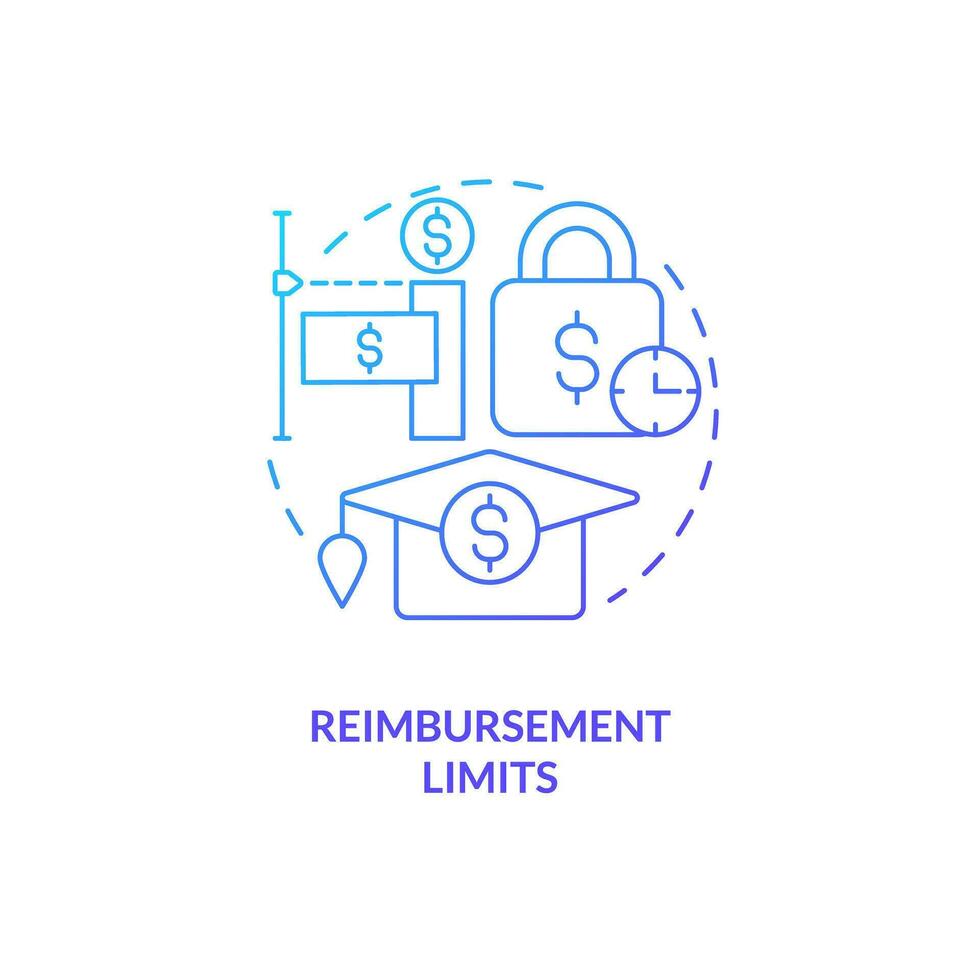 Reimbursement limits blue gradient concept icon. Financial assistance. Collage payment. Tuition reimbursement. Loan repayment abstract idea thin line illustration. Isolated outline drawing vector