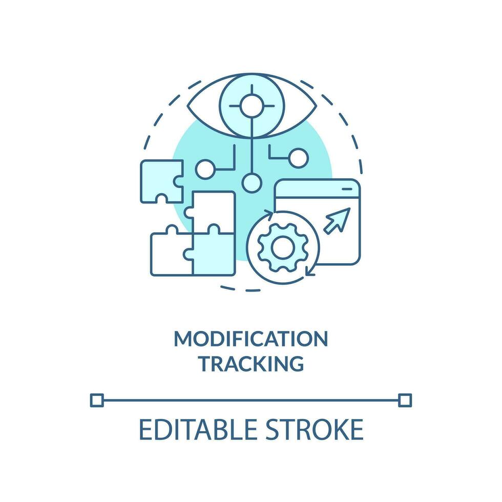 Modification tracking turquoise concept icon. Code changing. Version control benefit abstract idea thin line illustration. Isolated outline drawing. Editable stroke vector