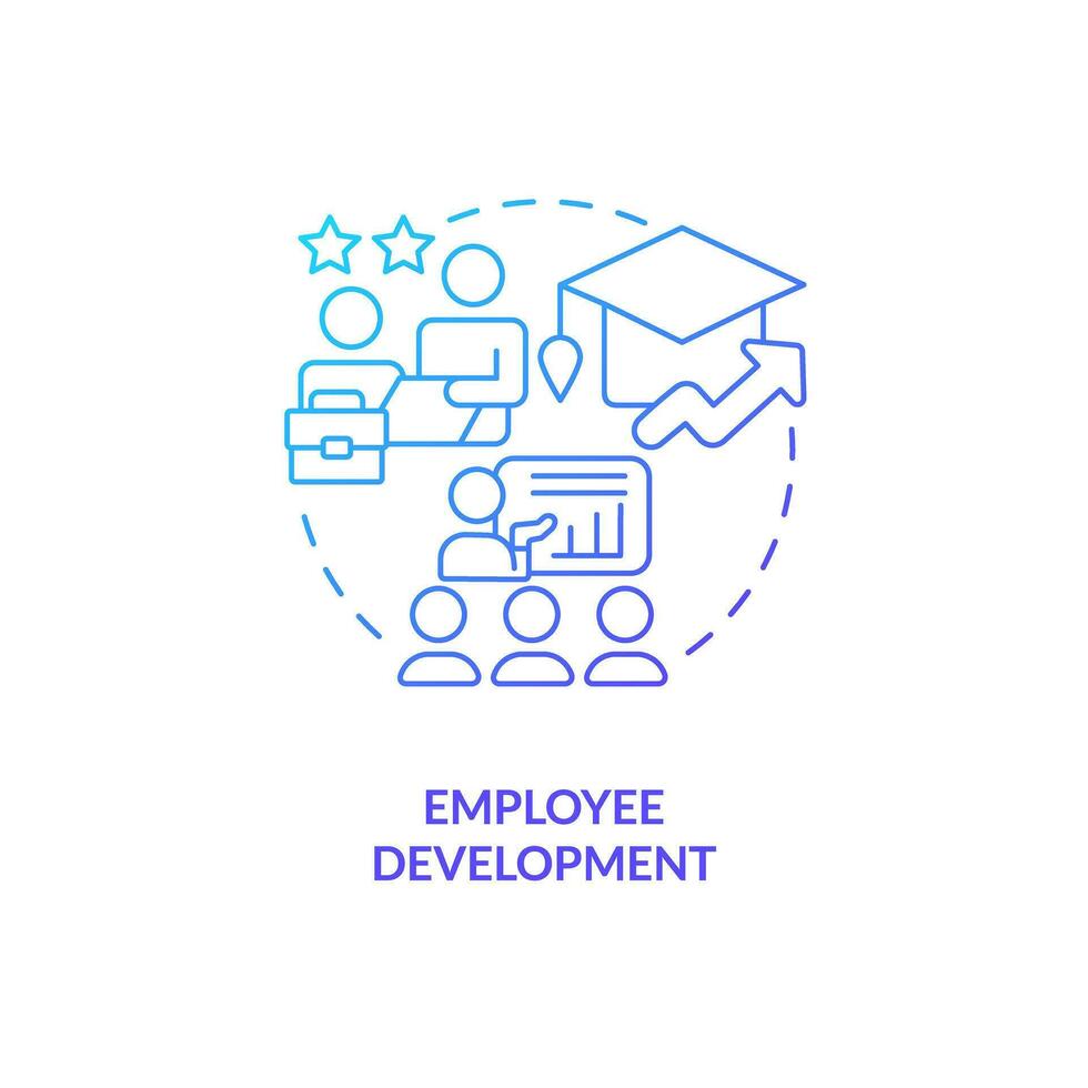 Employee development blue gradient concept icon. Professional growth. Team success. Education assistance. Human resource management abstract idea thin line illustration. Isolated outline drawing vector