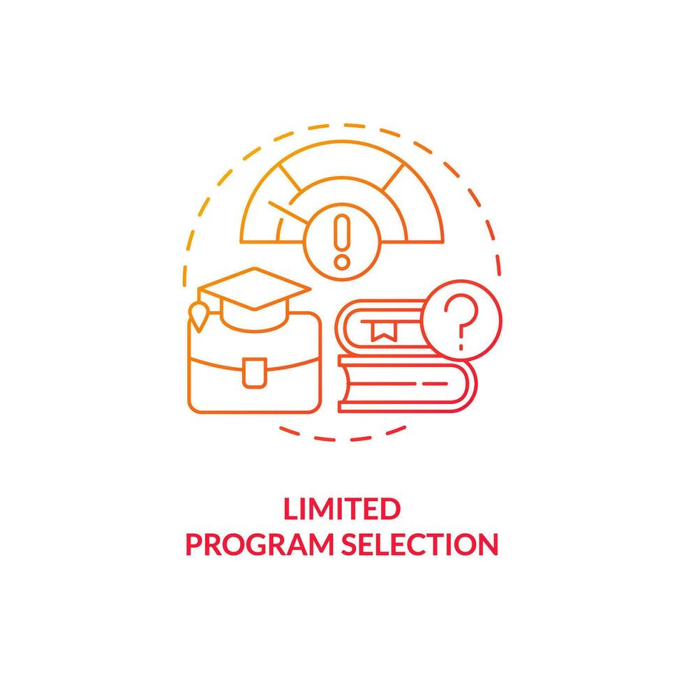 Limited program selection red gradient concept icon. Tuition reimbursement. Reimbursement limits. Student loan. Education option abstract idea thin line illustration. Isolated outline drawing vector