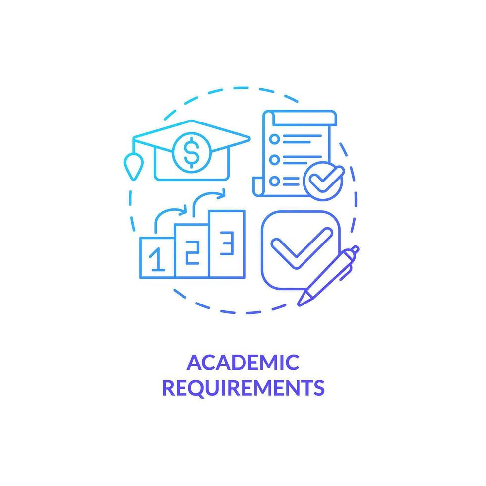 Academic requirements blue gradient concept icon. Employee training. Higher education. Education assistance. Graduation degree abstract idea thin line illustration. Isolated outline drawing vector