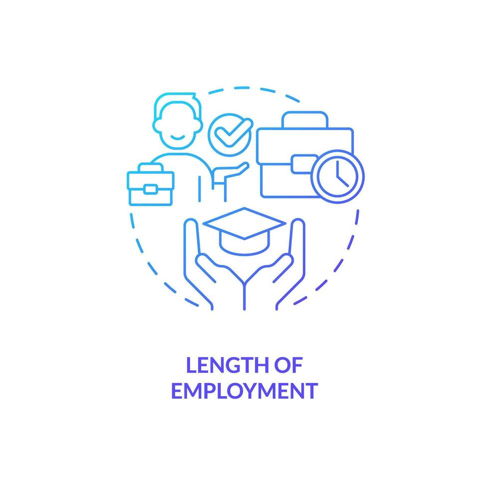 Length of employment blue gradient concept icon. Compensation package. Training program. Education assistance. Employee benefit abstract idea thin line illustration. Isolated outline drawing vector