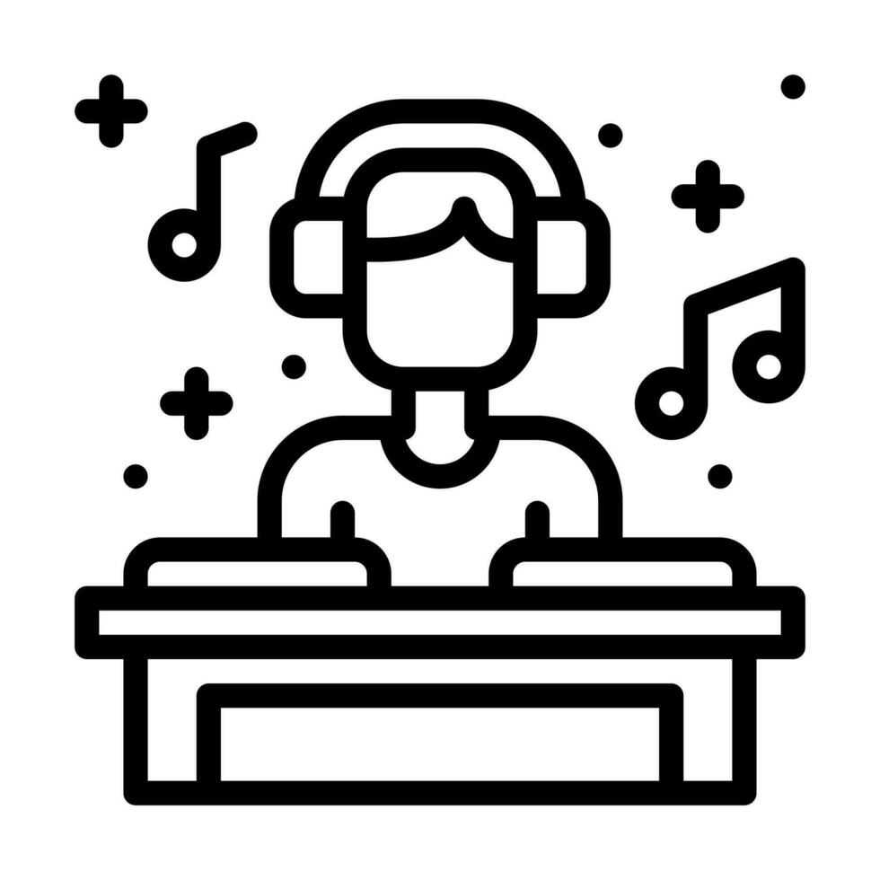 disc jockey line style icon, vector icon can be used for mobile, ui, web