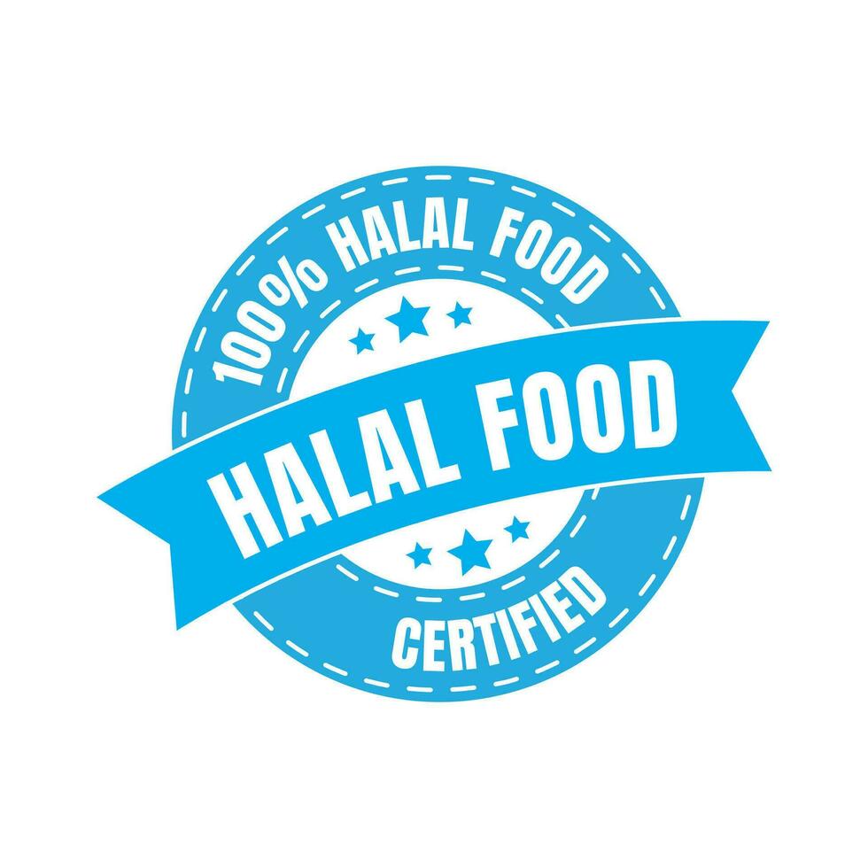 Halal certified badge, halal food certified ribbon badge, halal product certification stamp vector