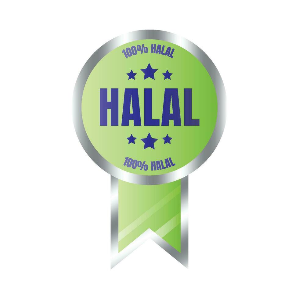 Halal certified badge, halal food certified ribbon badge, halal product certification stamp vector