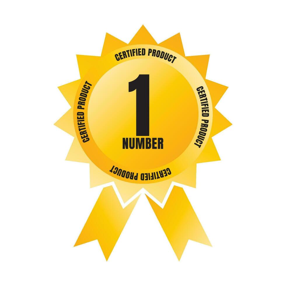 Approved stamp badge design, Certified seal ribbon, Number one ribbon badge vector