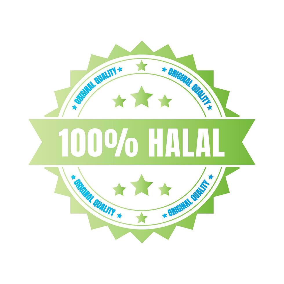 Halal certified badge, halal food certified ribbon badge, halal product certification stamp vector
