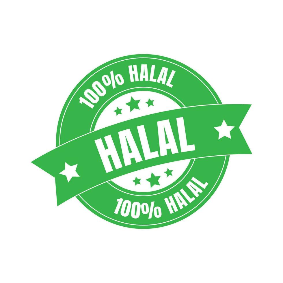 Halal certified badge, halal food certified ribbon badge, halal product certification stamp vector