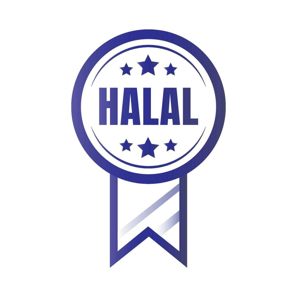 Halal certified badge, halal food certified ribbon badge, halal product certification stamp vector