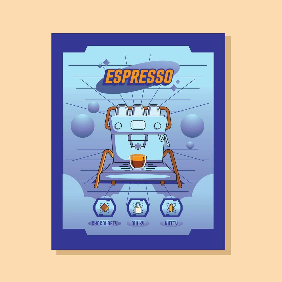 coffee beans label with espresso machine vector