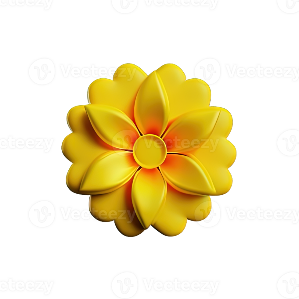 3d yellow flower png