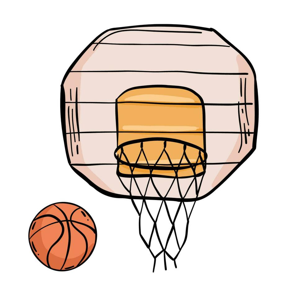 Basketball Net With Backboard is an illustration of a complex basketball net including the basketball backboard. vector