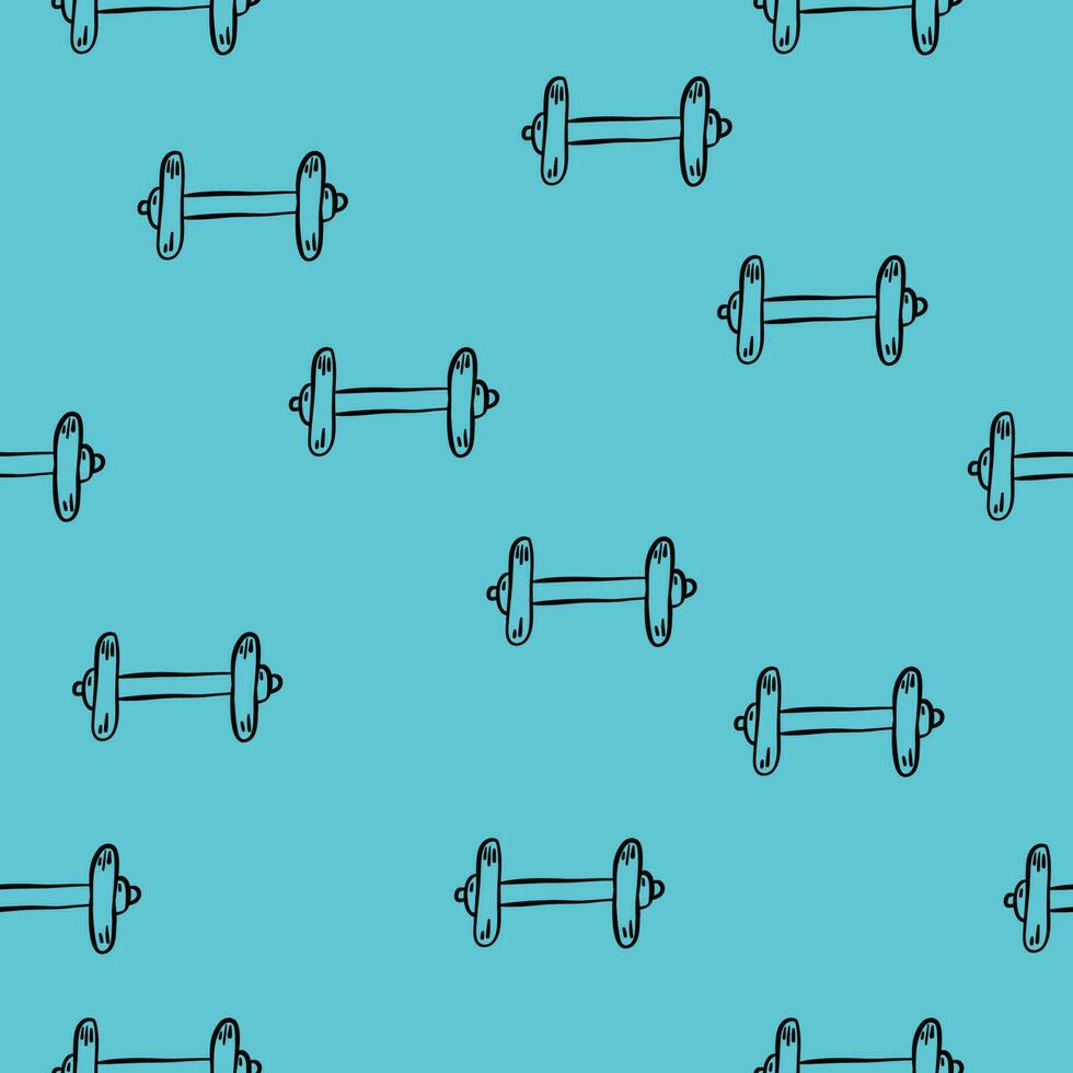 Abstract seamless pattern with the dumbbells. Sport seamless pattern. vector