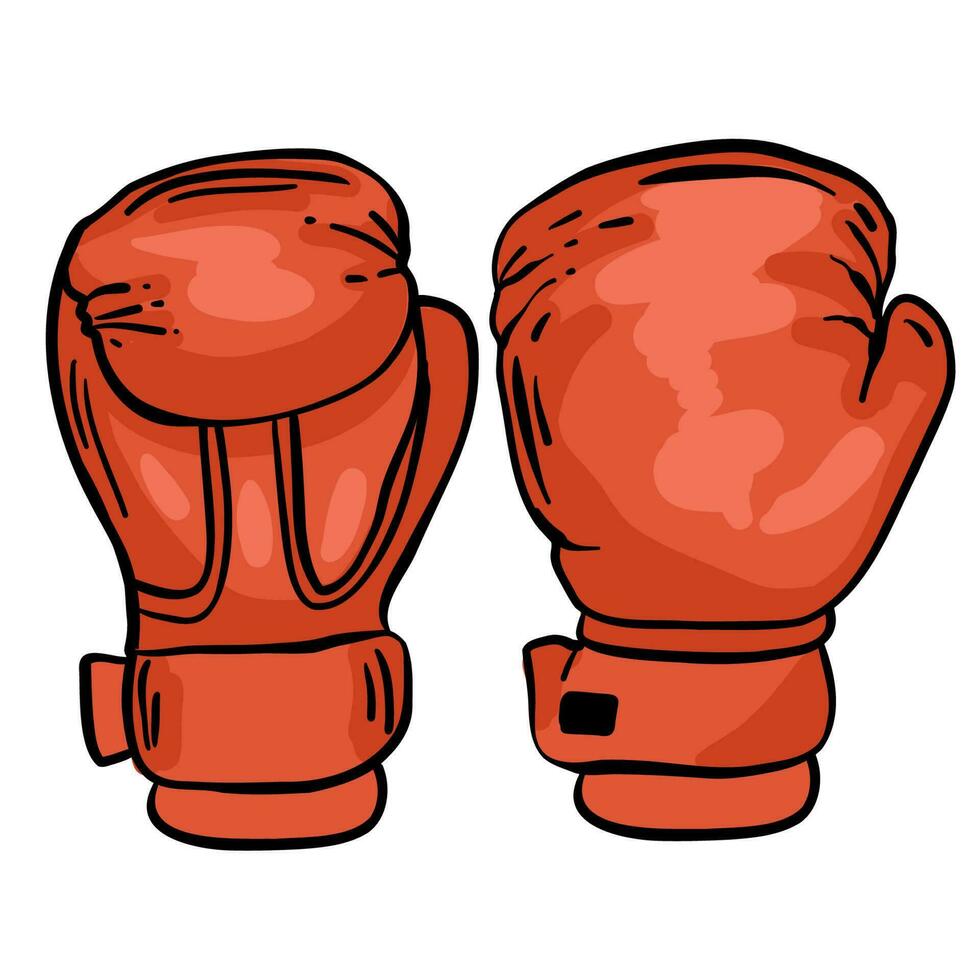 dibujos animados rojo boxeo guante icono, frente y atrás. aislado vector ilustración.