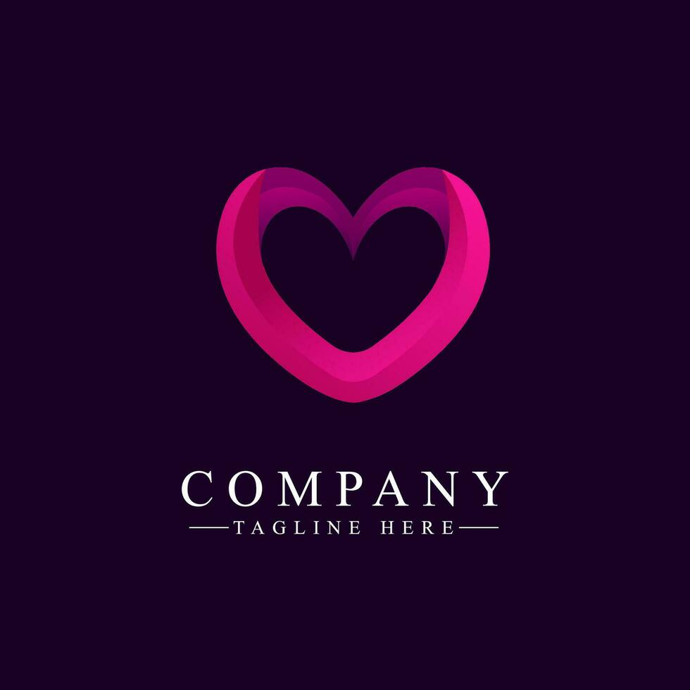 Abstract love or heart shape gradient logo. Vector illustration for health, medical, and care logo template