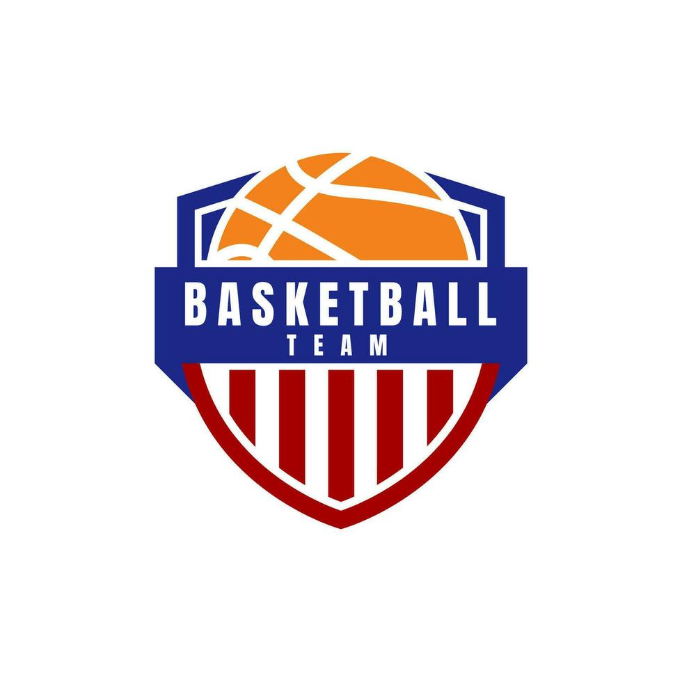 USA Basketball club logo badge vector image. Basketball Club Logo Template for Sports Team Vector