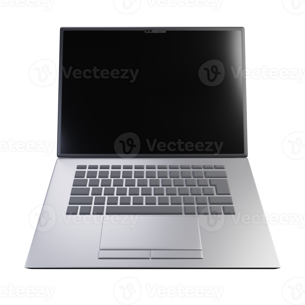 3d render laptop silver color png