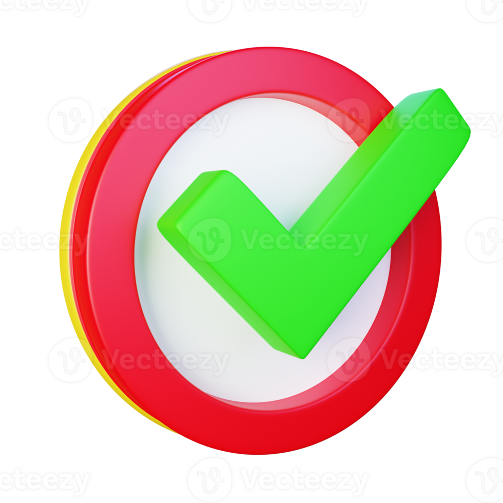 3d render icon check mark transparent verification png