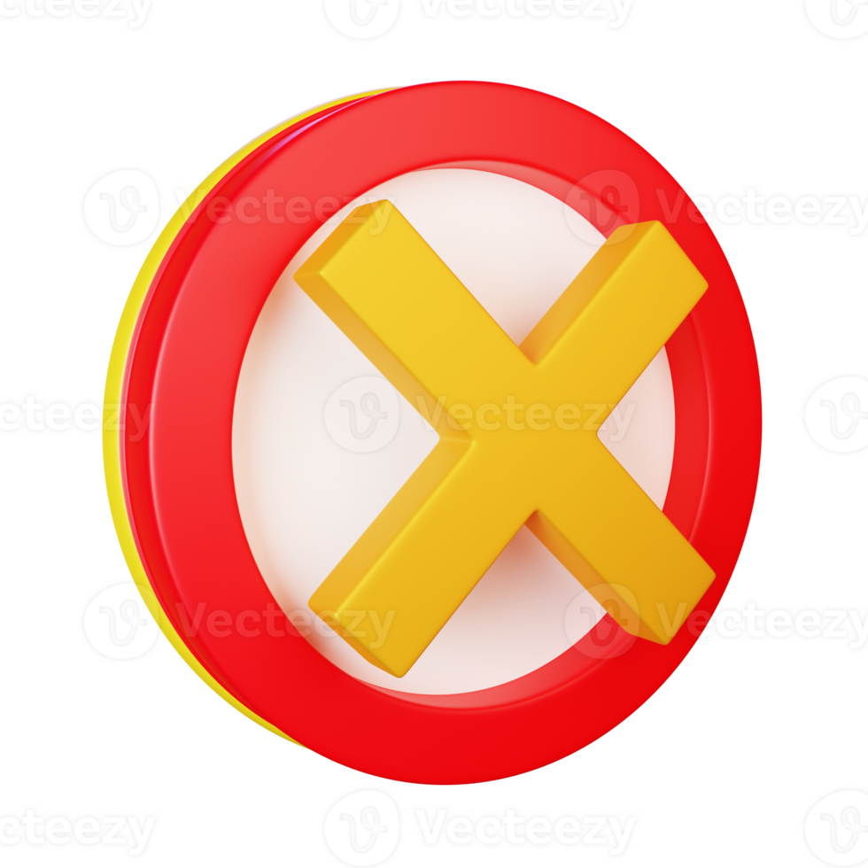 3d render icon cross mark transparent png