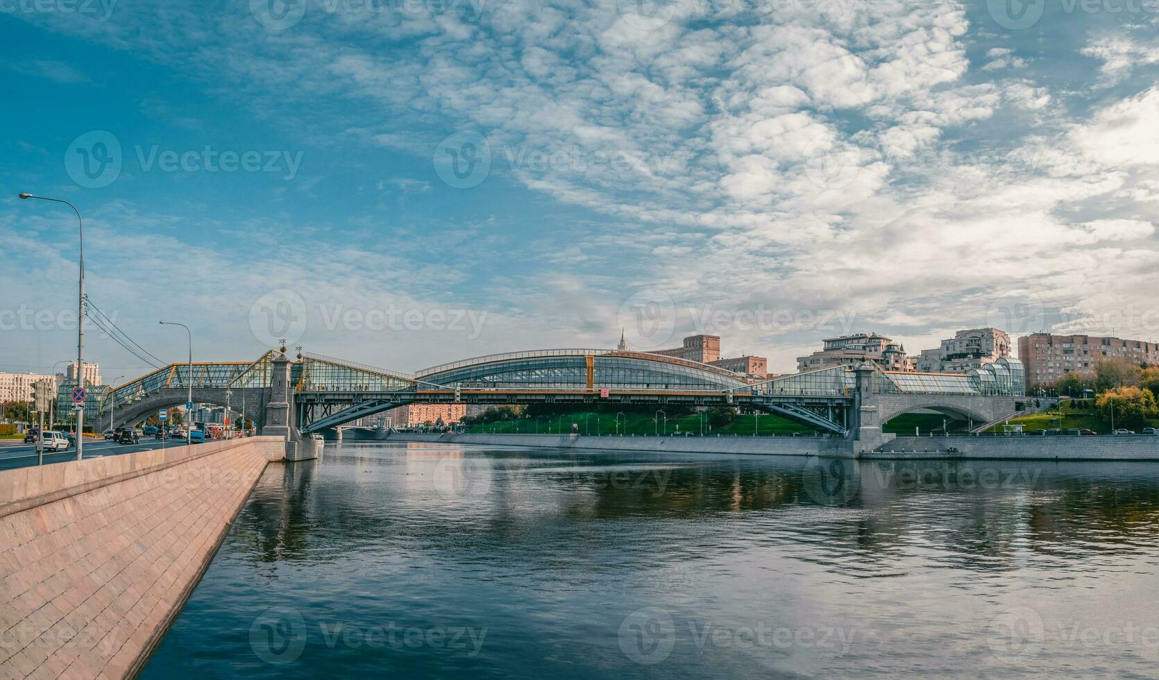 Panoramic view of Pushkin bridge in Moscow photo