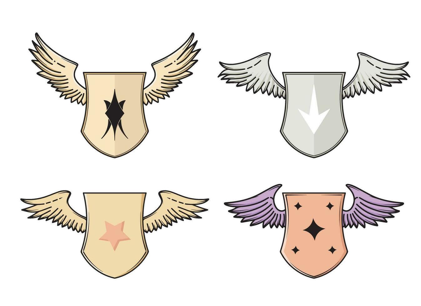 Shield with wings and bow vector