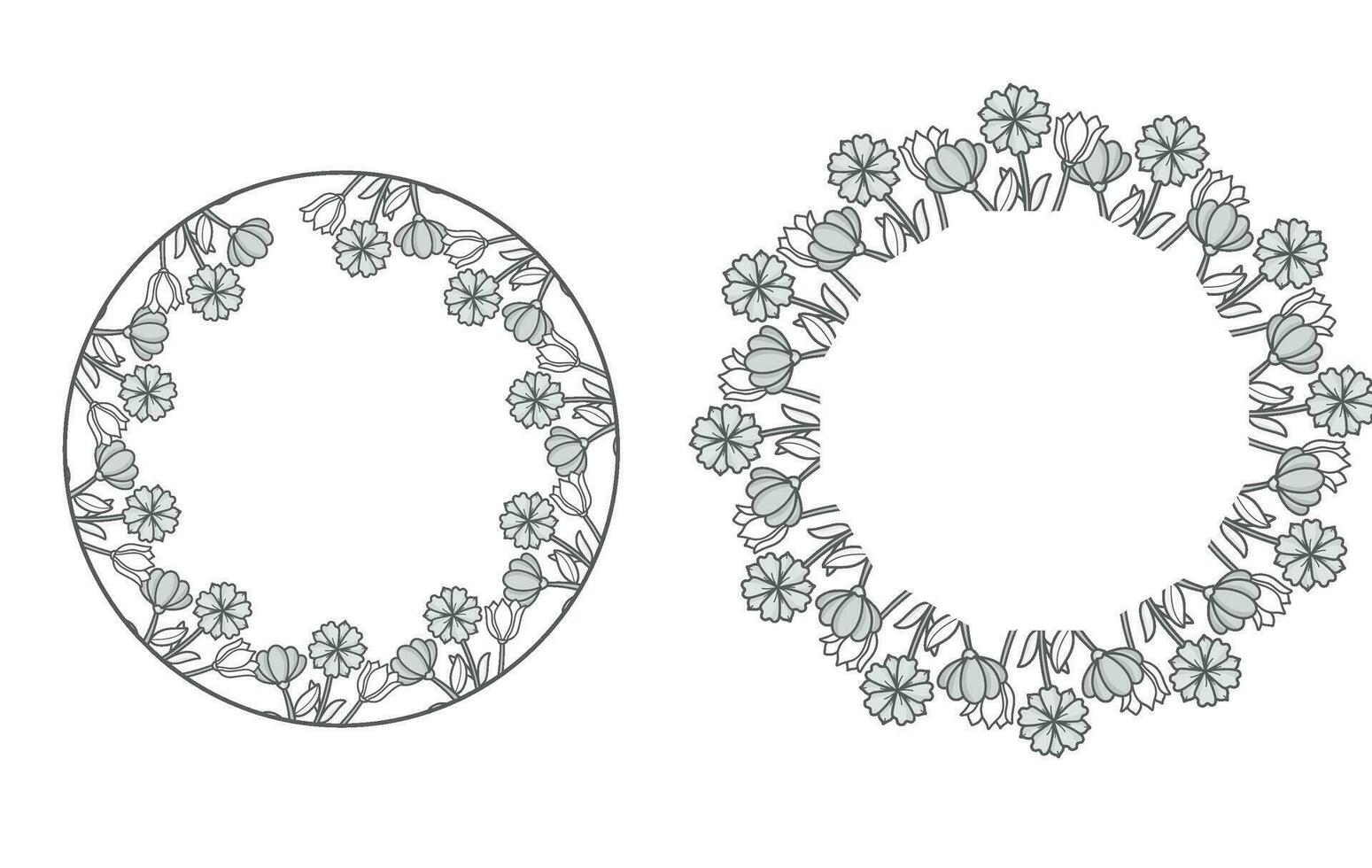 Flora Wreath with round frame vector