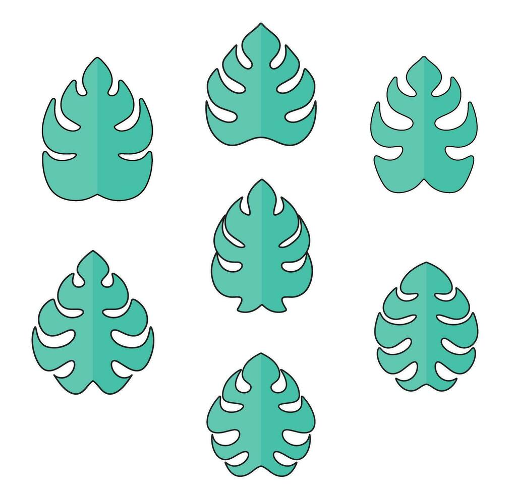 Monstera Leaf green Silhouette Vector Icon Drawing