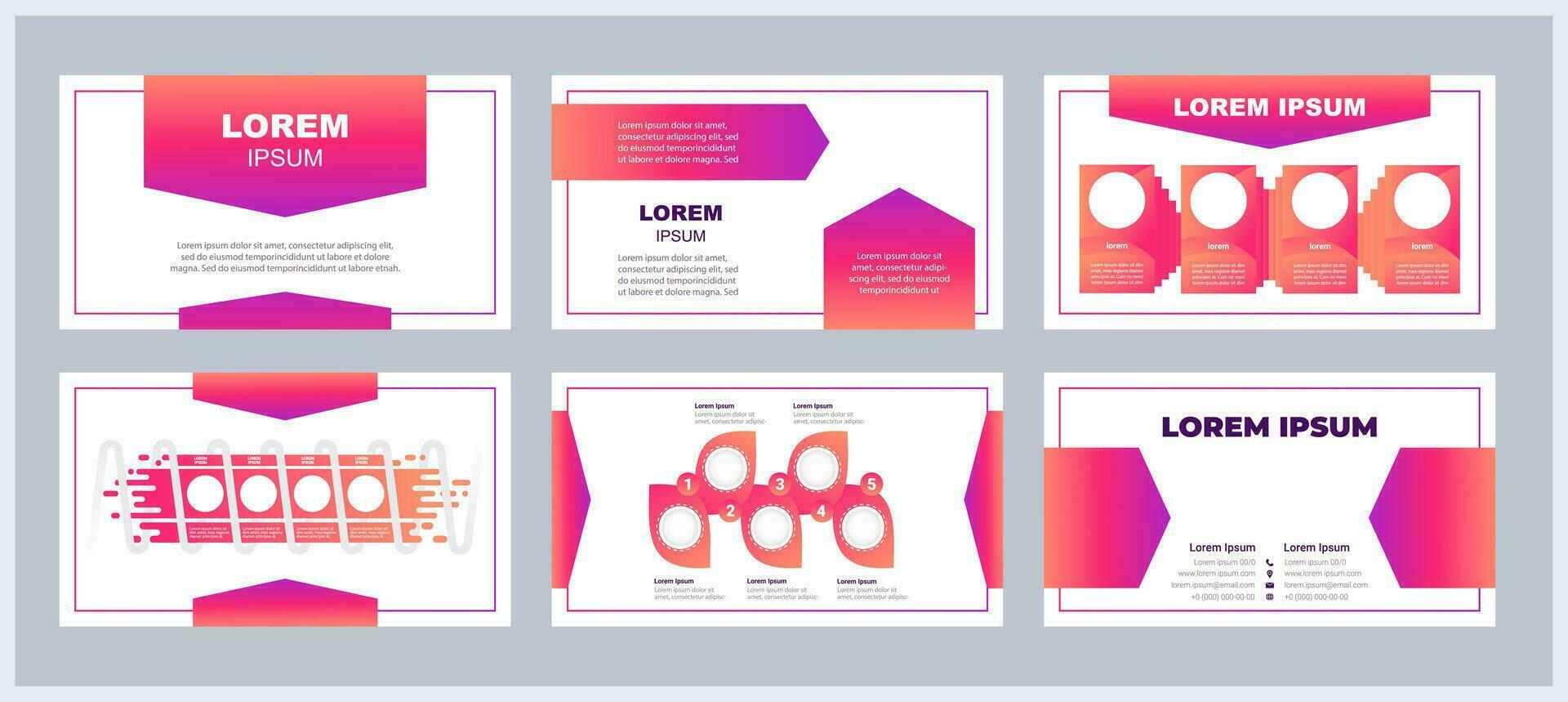 Project management presentation templates set. Progress report. Goal achievement. Improvement plan. Ready made PPT slides on white background. Graphic design vector