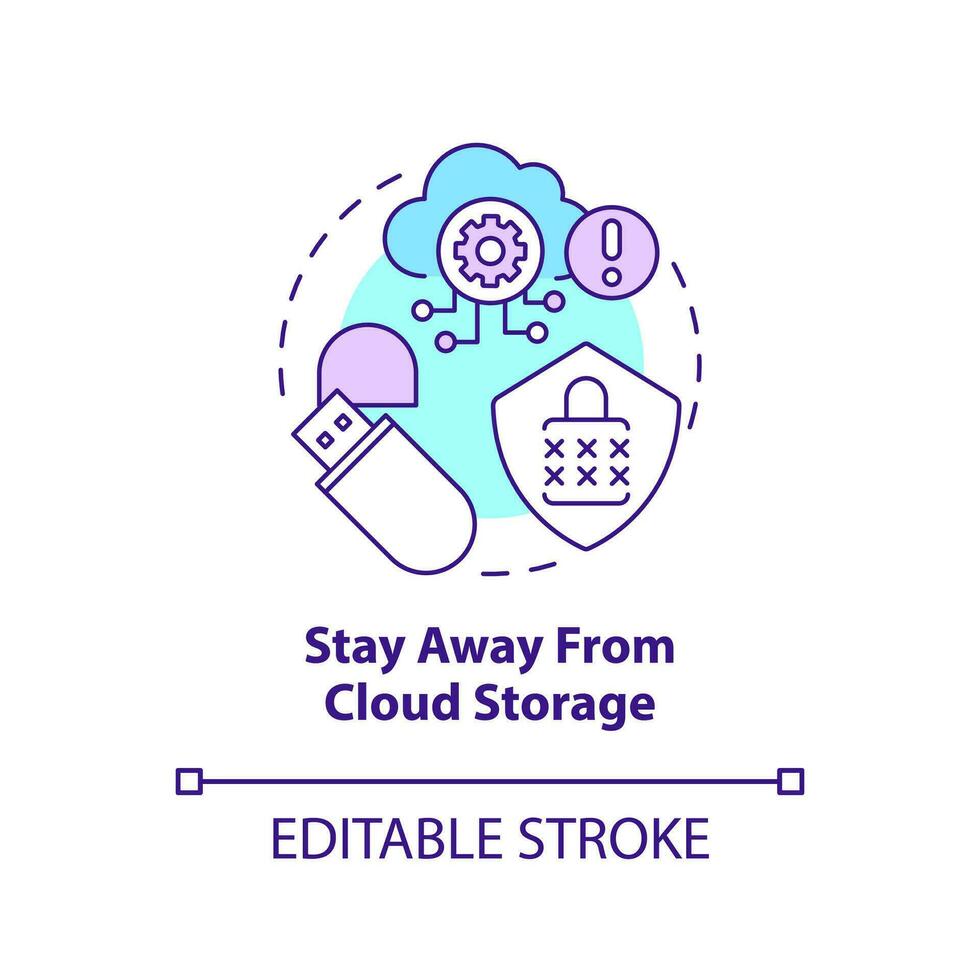Stay away from cloud storage concept icon. Personal data security. Privacy tip abstract idea thin line illustration. Isolated outline drawing. Editable stroke vector