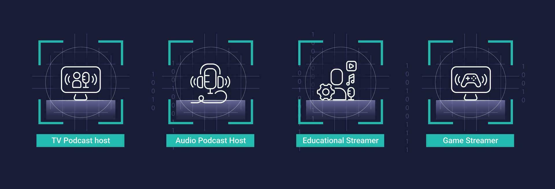 Streamers infographic chart design template. Live streaming. Online podcast. Editable infochart with icons. Instructional graphics with step sequence. Visual data presentation vector