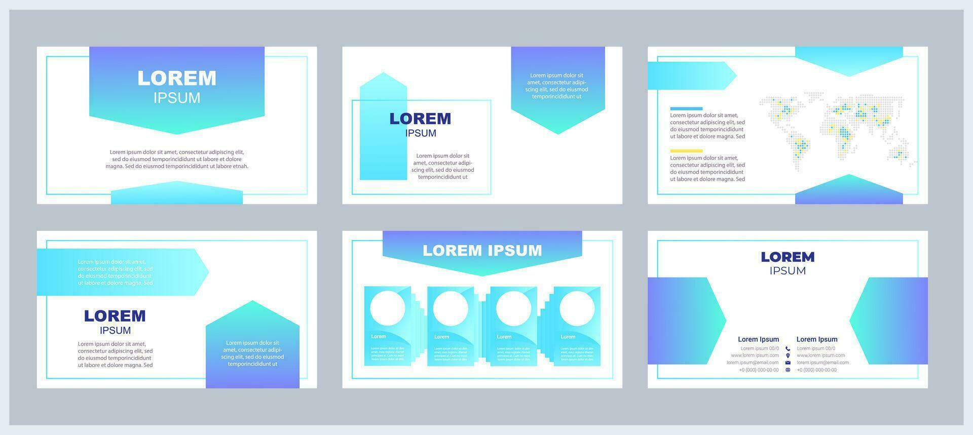 Marketing analytics presentation templates set. Product launch. Advertising campaign. Customer engagement. Ready made PPT slides on white background. Graphic design vector