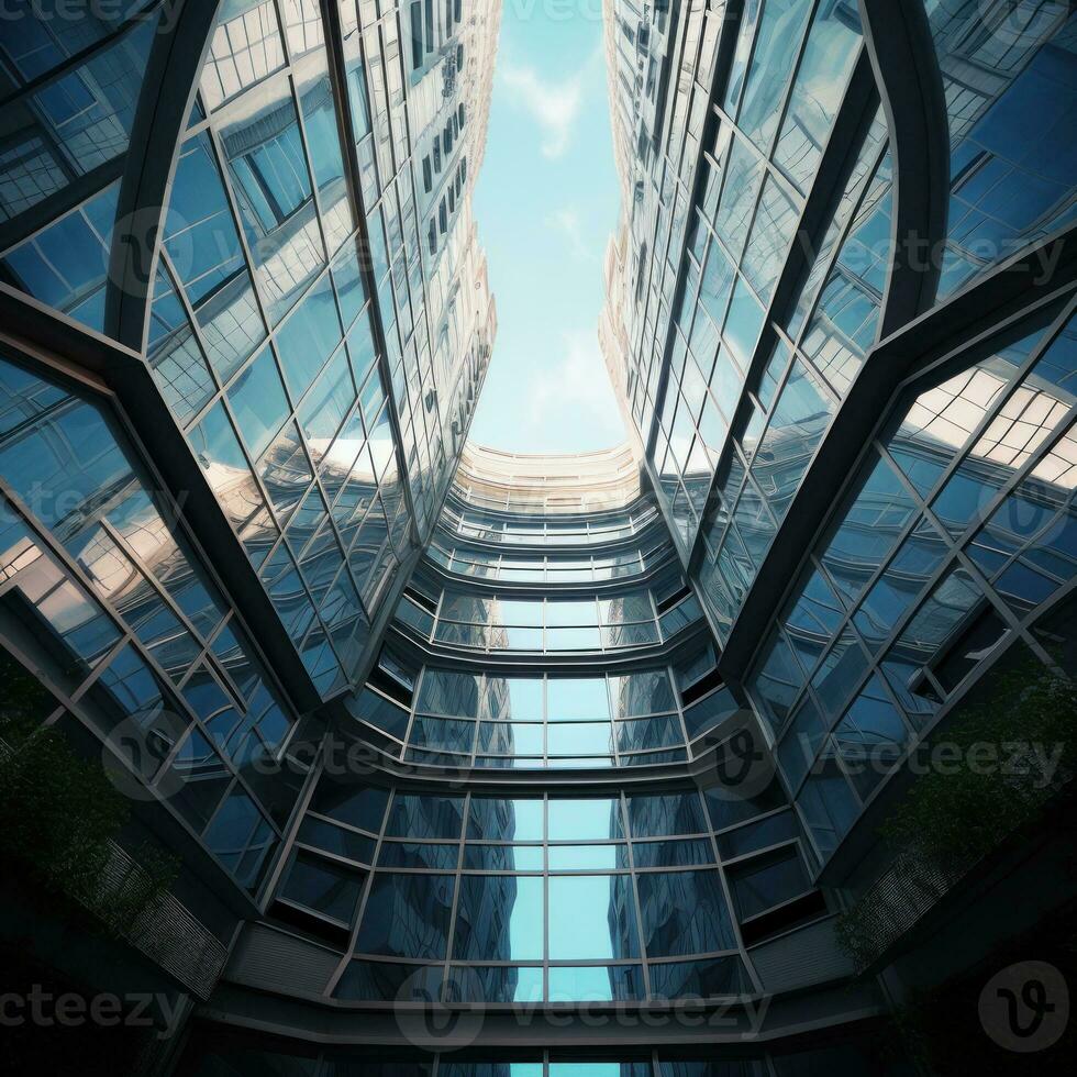 Modern business building. Illustration AI Generative photo