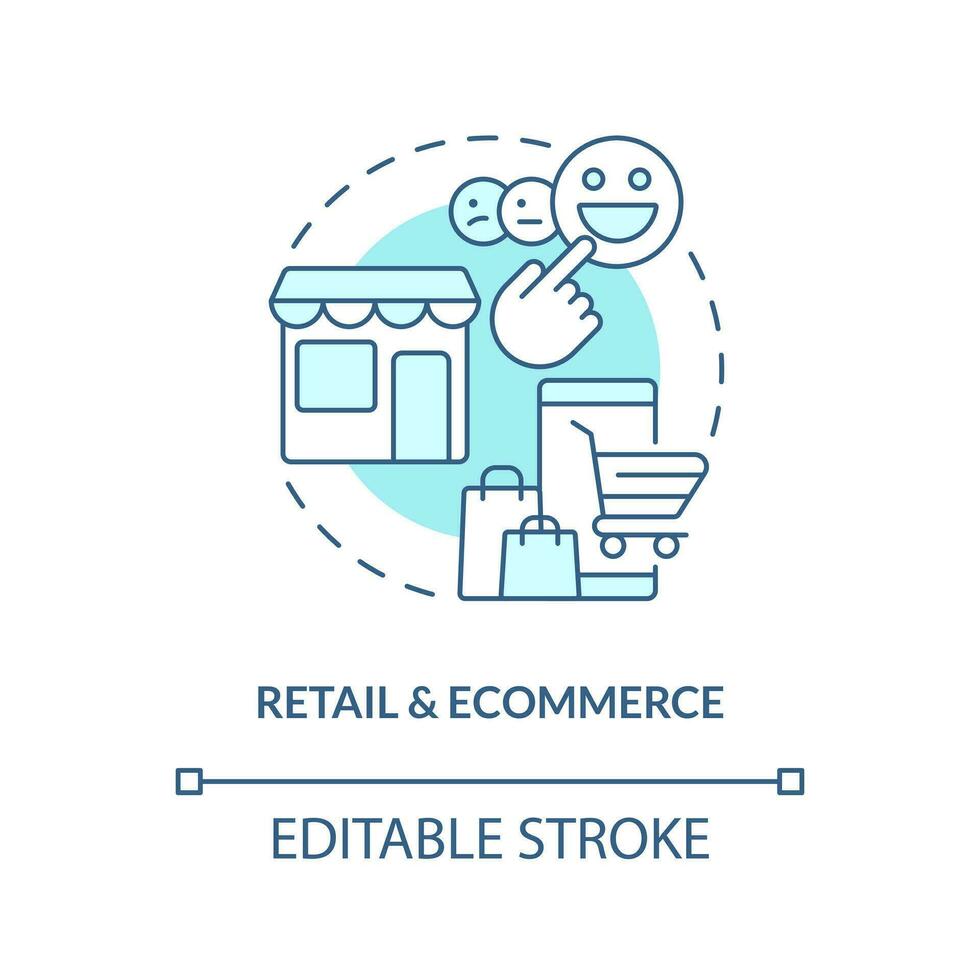 Retail and ecommerce turquoise concept icon. Version control system end user industry abstract idea thin line illustration. Isolated outline drawing. Editable stroke vector