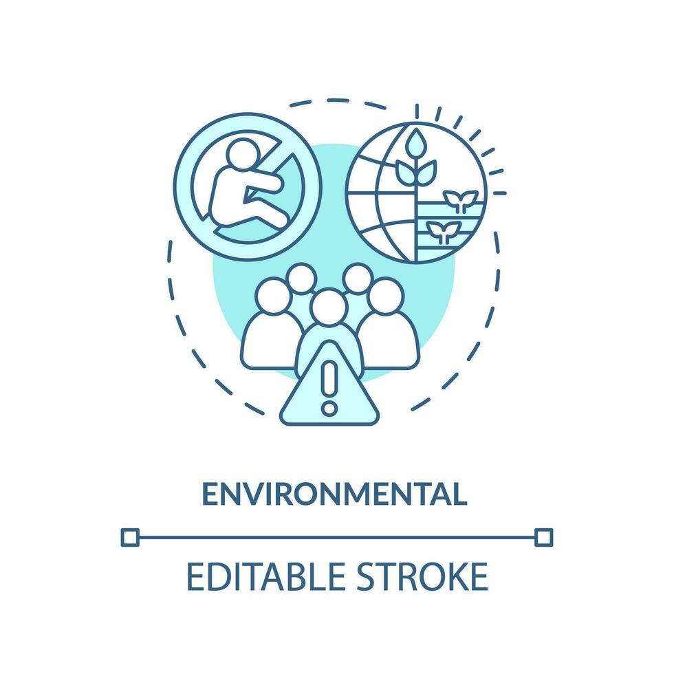 Environmental turquoise concept icon. Population growth. Human overpopulation. Climate change. Child free. Birth control abstract idea thin line illustration. Isolated outline drawing. Editable stroke vector