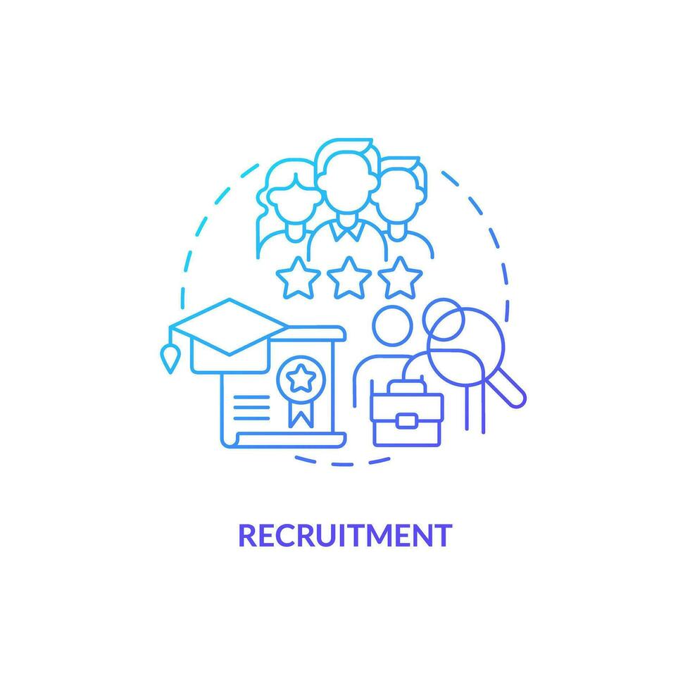 Recruitment blue gradient concept icon. Talent management. Employment agency. Human resource. Talent management. Headhunting abstract idea thin line illustration. Isolated outline drawing vector