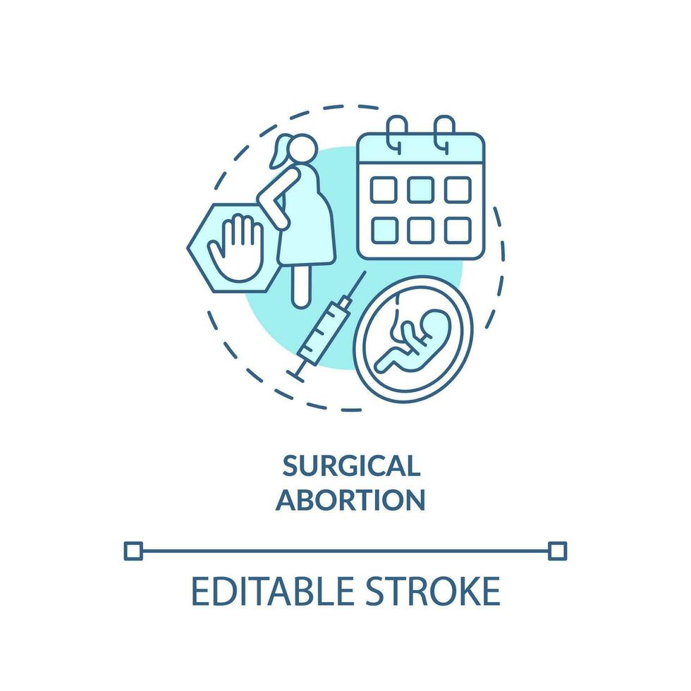 Surgical abortion turquoise concept icon. Surgery operation. Termination clinic. Healthcare facility. Pro choice abstract idea thin line illustration. Isolated outline drawing. Editable stroke vector