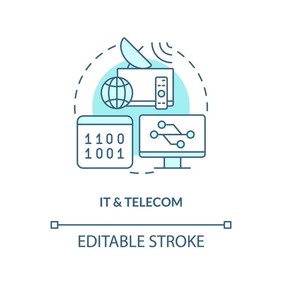 IT and telecom turquoise concept icon. Version control system end user industry abstract idea thin line illustration. Isolated outline drawing. Editable stroke vector