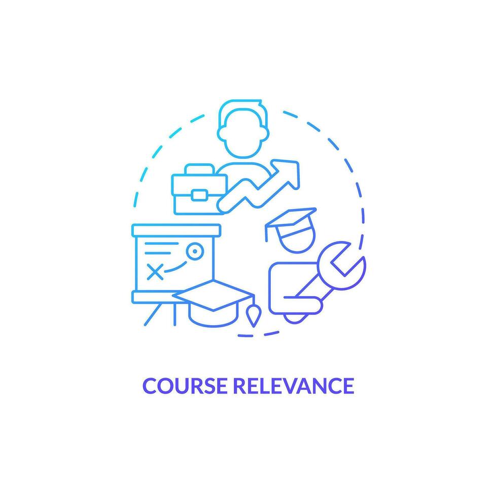 Course relevance blue gradient concept icon. Skills development. Education system. Employment. Human resource. Learning opportunity abstract idea thin line illustration. Isolated outline drawing vector