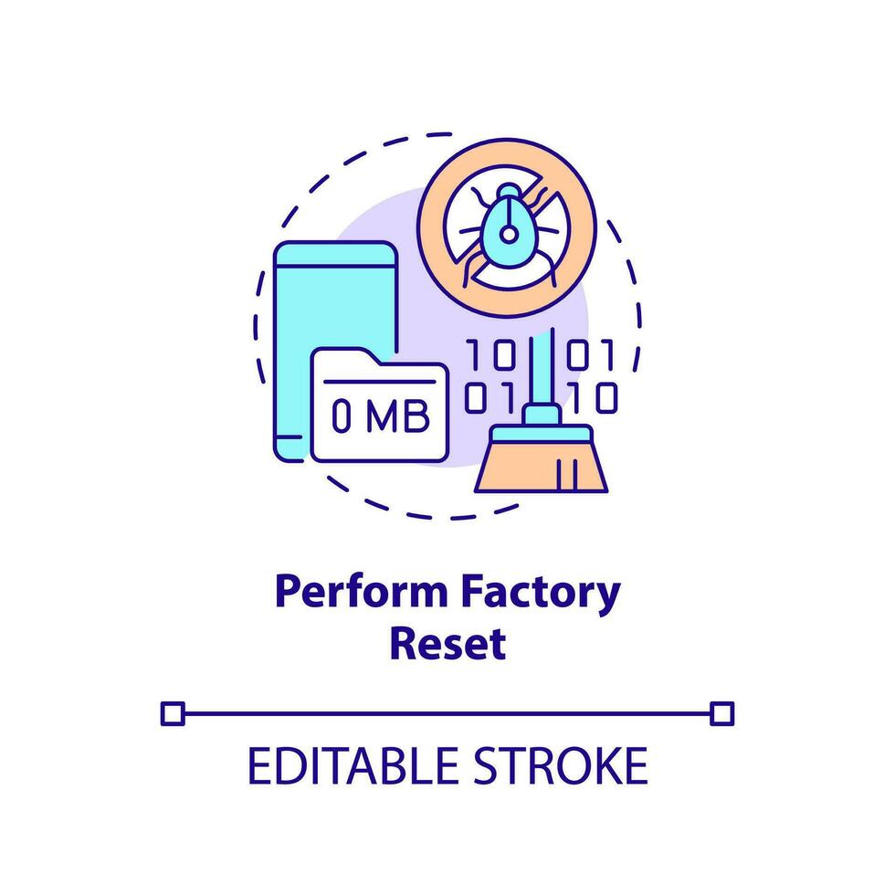 Perform factory reset concept icon. Erase content. Delete data. Remove hacker abstract idea thin line illustration. Isolated outline drawing. Editable stroke vector