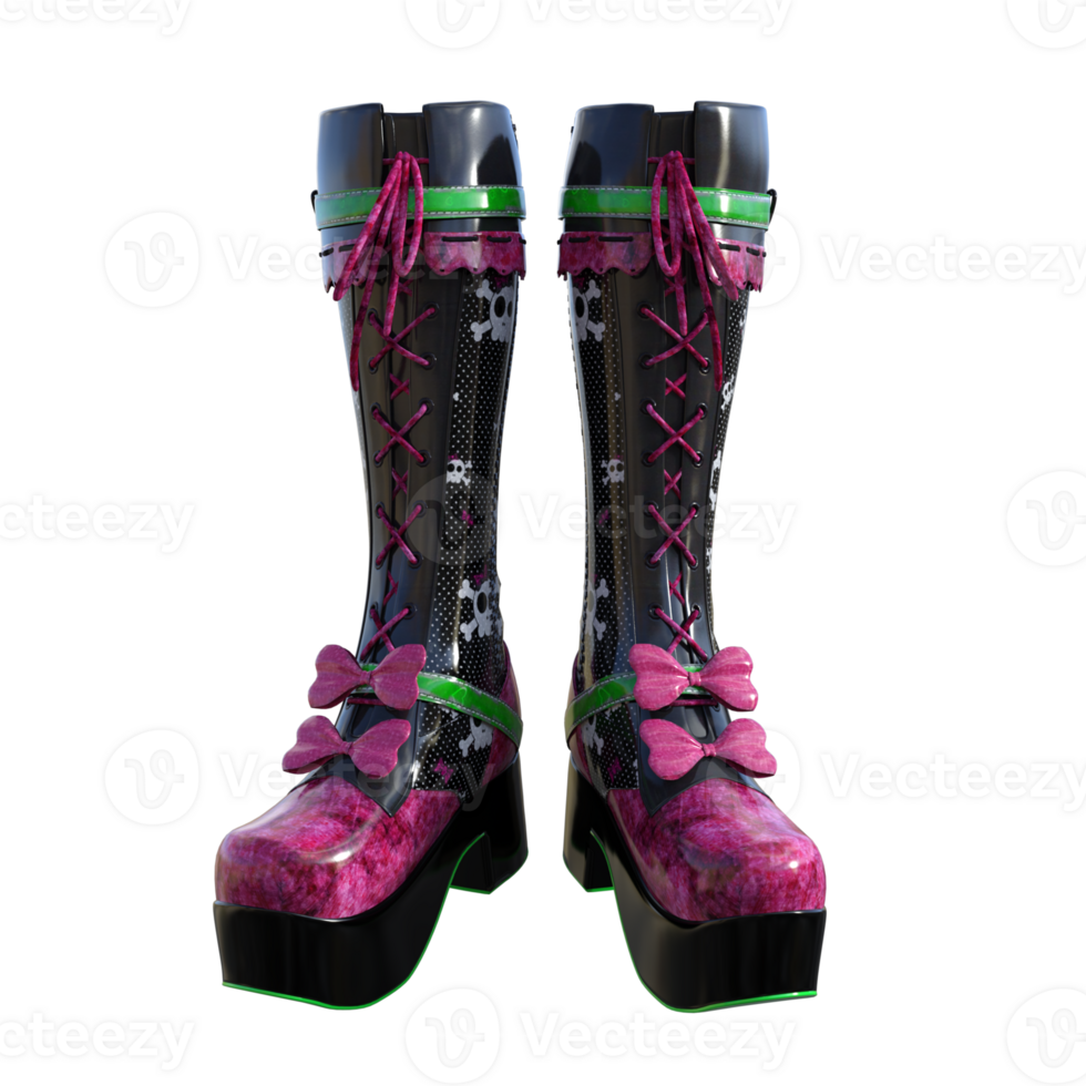 pair of female boots isolated 3d png