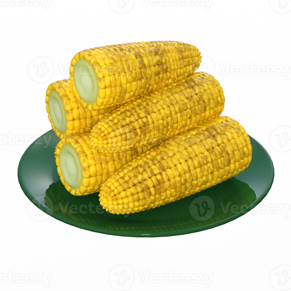 corn cobs isolated 3d png