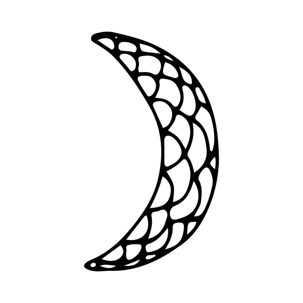 Doodle vector moon with ornament