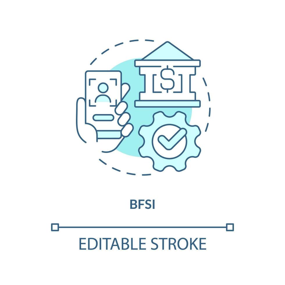 BFSI turquoise concept icon. Version control system end user industry abstract idea thin line illustration. Isolated outline drawing. Editable stroke vector