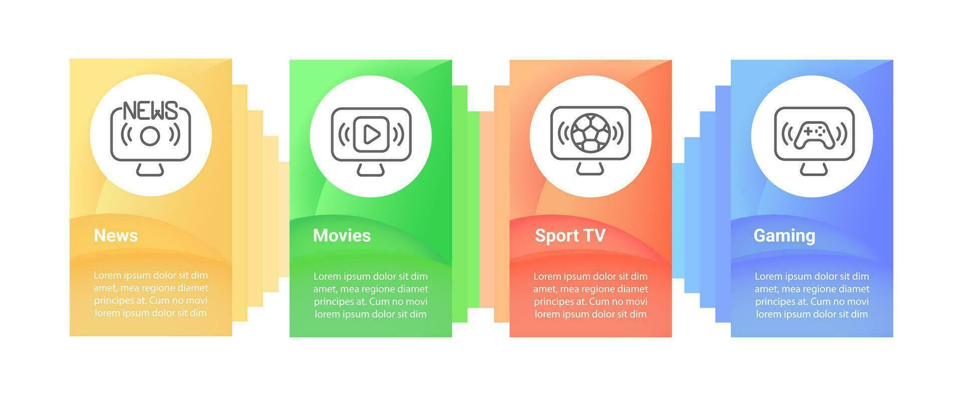 TV programs infographic chart design template. Television show. Streaming service. Editable infochart with icons. Instructional graphics with step sequence. Visual data presentation vector