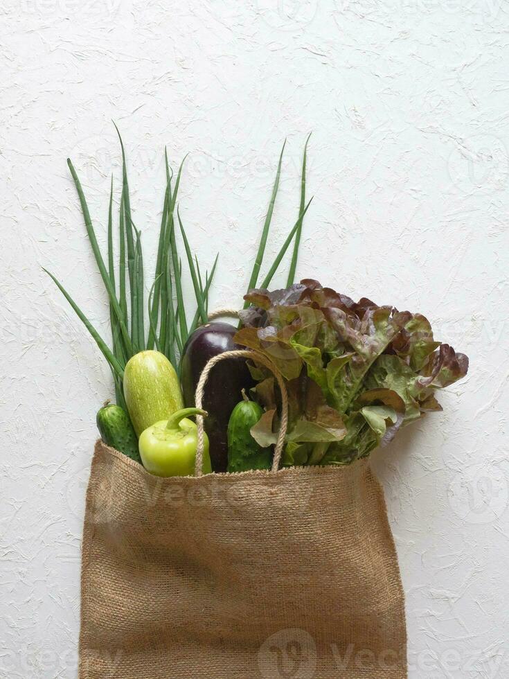paper bag with vegetables photo