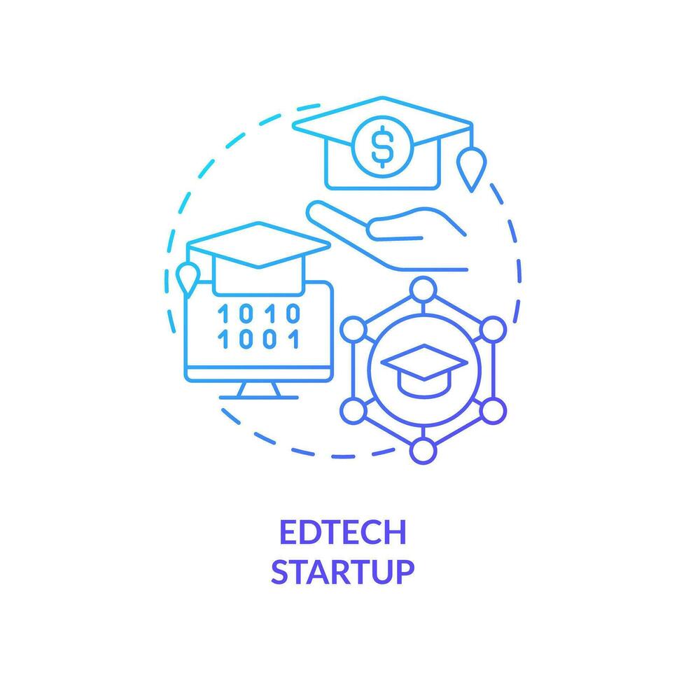 EdTech startup blue gradient concept icon. Opportunities of e learning. Best foundation industry abstract idea thin line illustration. Isolated outline drawing vector
