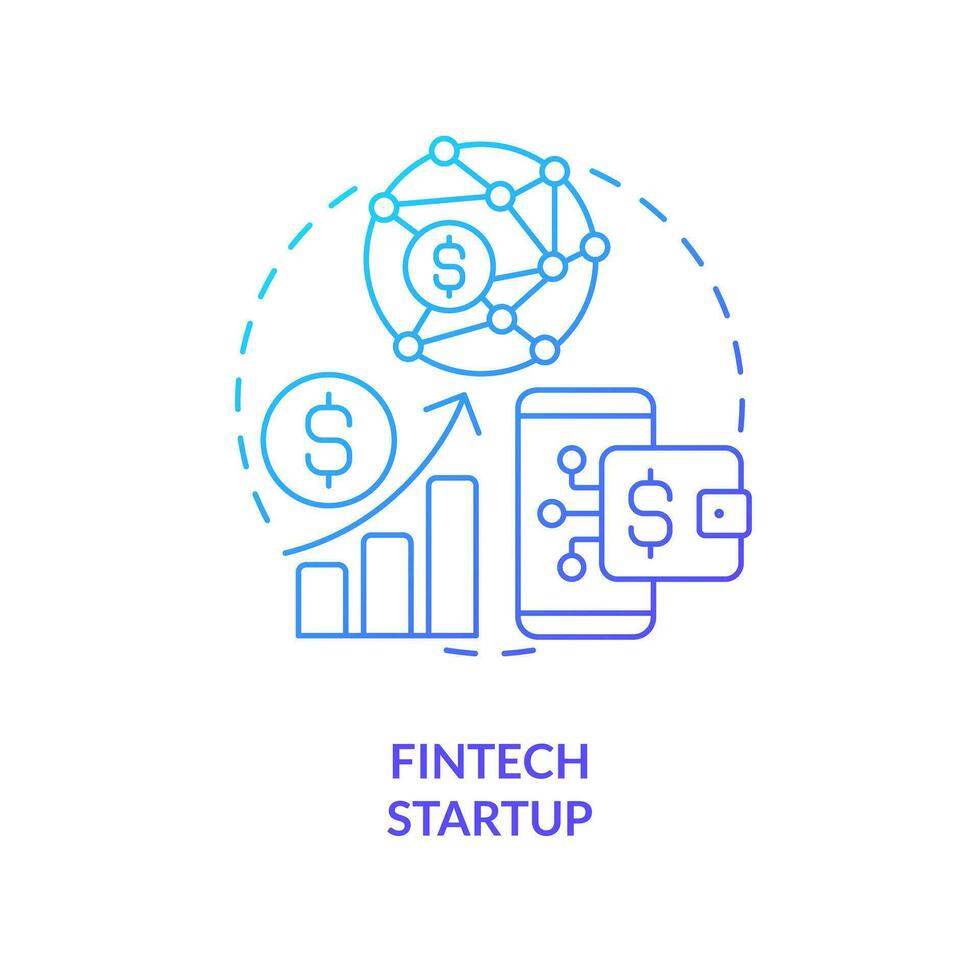 FinTech startup blue gradient concept icon. Financial system digitization. Best foundation industry abstract idea thin line illustration. Isolated outline drawing vector