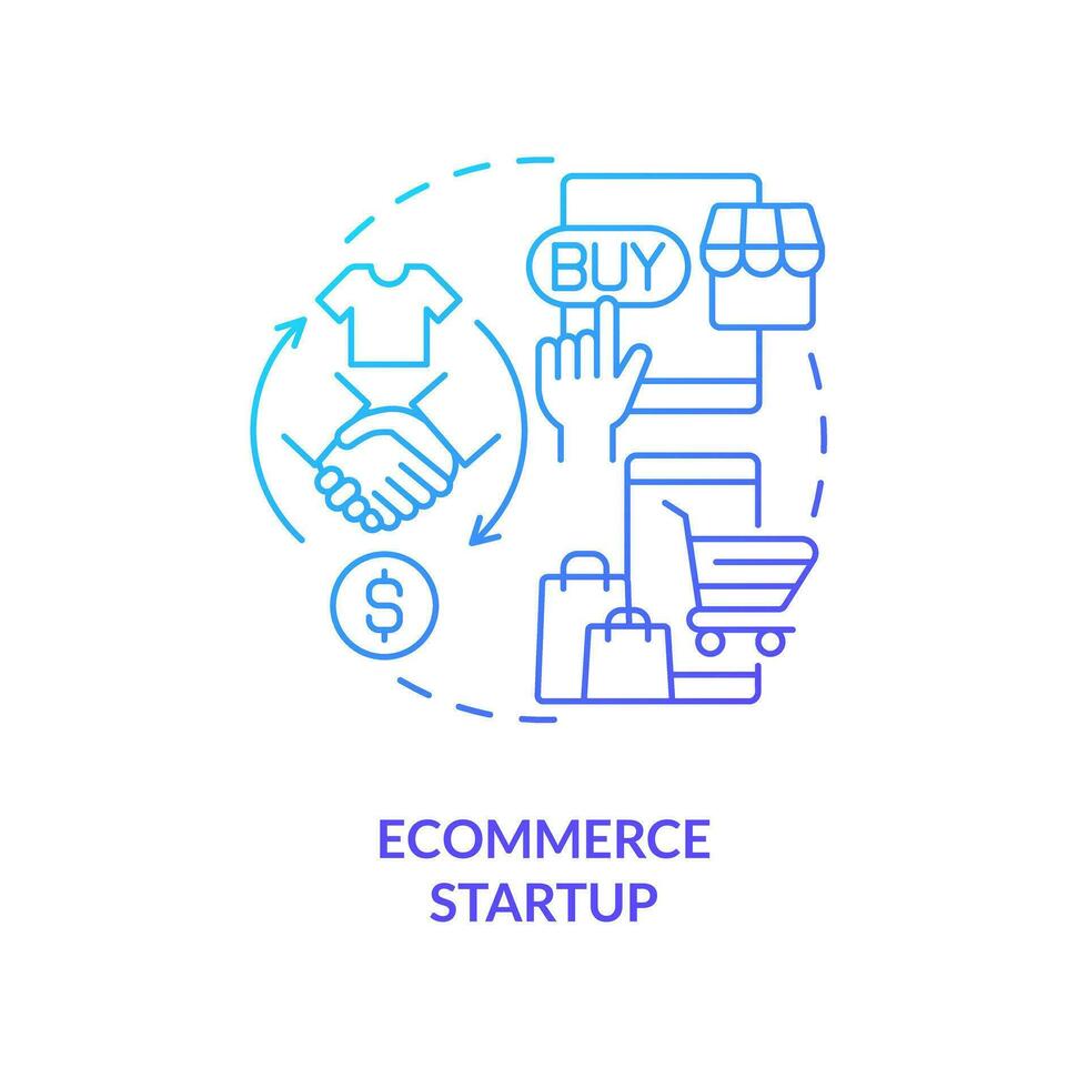 Ecommerce startup blue gradient concept icon. Online retail development. Best foundation industry abstract idea thin line illustration. Isolated outline drawing vector