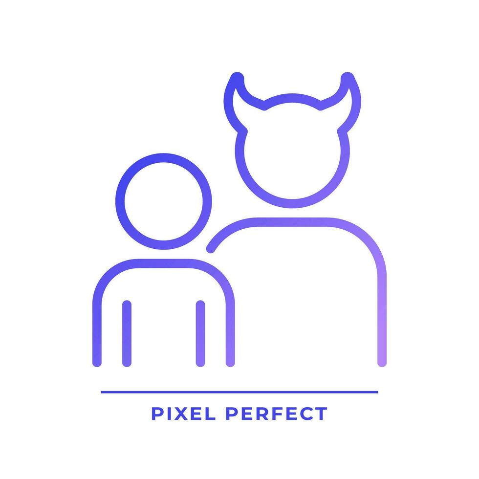Shadow pixel perfect gradient linear vector icon. Character archetype. Unconscious side of personality. Part of self. Thin line color symbol. Modern style pictogram. Vector isolated outline drawing